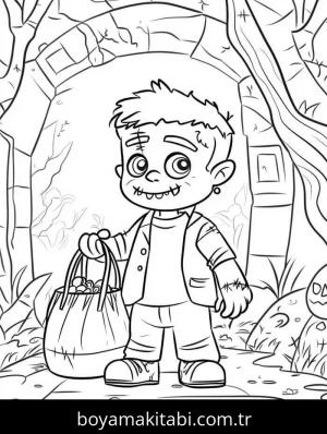 Frankenstein boyama sayfası – yaratıcılığı geliştirir, keyifli zaman