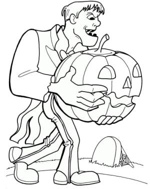 Frankenstein boyama sayfası,  coloring page, Frankenstein ve Balkabağı, 