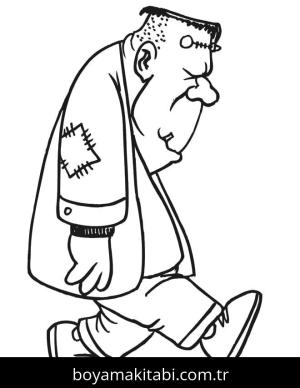 Frankenstein boyama sayfası – basit çizim, kolay boyama