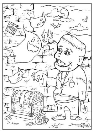 Frankenstein boyama sayfası,  coloring page, Sevimli Hayaletler ve Frankenstein, 