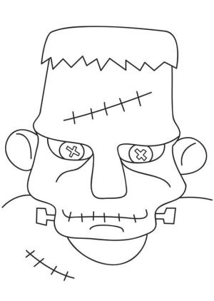 Frankenstein boyama sayfası,  coloring page, Basit Frankenstein Yüzü, 