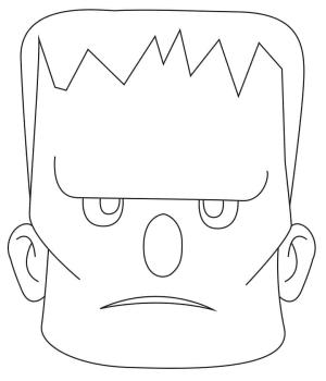 Frankenstein boyama sayfası,  coloring page, Basit Frankeştayn Kafası, 