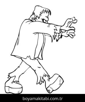 Frankenstein boyama sayfası – çizgi film temalı, basit çizim