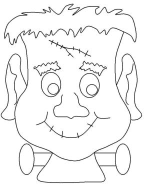 Frankenstein boyama sayfası,  coloring page, Gülümseyen Frankenstein kafası, 