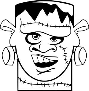 Frankenstein boyama sayfası,  coloring page, Komik Frankenstein Kafası, 