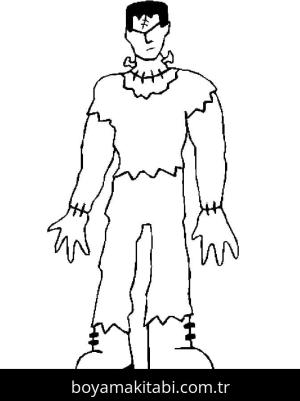 Frankenstein boyama sayfası – basit çizim, kolay boyama