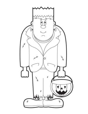 Frankenstein boyama sayfası,  coloring page, Frankenstein ve Şeker Torbası, 