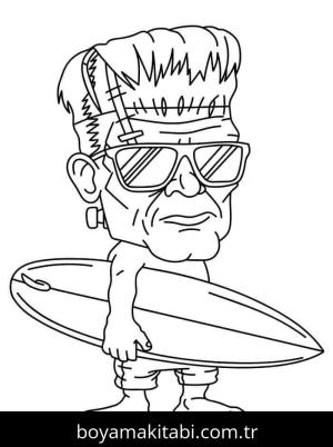 Frankenstein boyama sayfası – çocuk aktivitesi, PDF indir