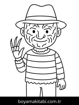 Freddy Krueger boyama sayfası – PDF indir, sevimli karakter