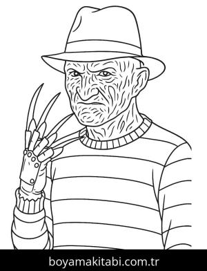 Freddy Krueger boyama sayfası – sevimli karakter, sanatsal çalışma