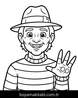 Freddy Krueger boyama sayfası – yaratıcılığı geliştirir, keyifli zaman