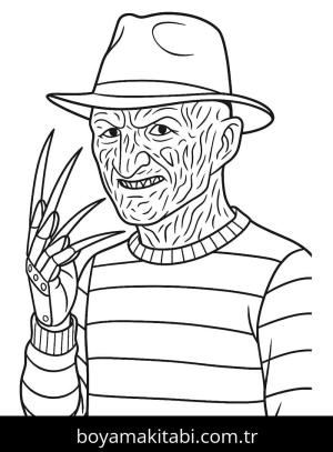 Freddy Krueger boyama sayfası – eğitici aktivite, yaratıcılık