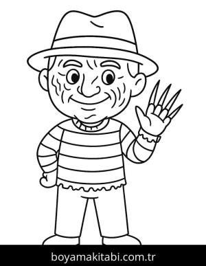 Freddy Krueger boyama sayfası – eğlenceli etkinlik, el becerilerini geliştirir