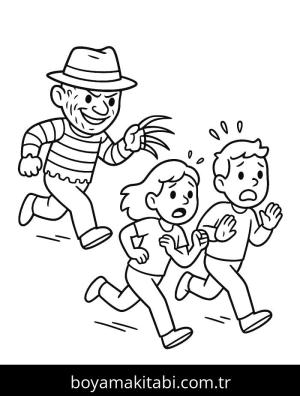 Freddy Krueger boyama sayfası – okul öncesi, evde etkinlik