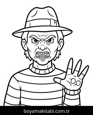 Freddy Krueger boyama sayfası – çocuklar için, çizgi film temalı