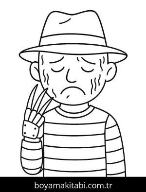 Freddy Krueger boyama sayfası – renkli çizimler, okul öncesi