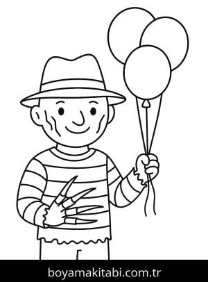 Freddy Krueger boyama sayfası – yaratıcılığı geliştirir, keyifli zaman