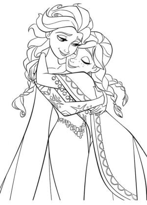 Frozen 2 boyama sayfası,  coloring page, Anna Sarılmak Elsa, 