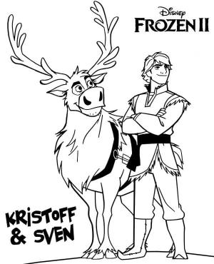 Frozen 2 boyama sayfası,  coloring page, Kristoff ve Sven Frozen 2, 