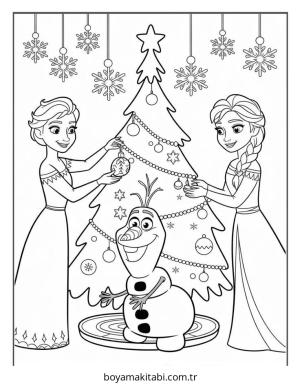 Frozen (Karlar Ülkesi) boyama sayfası – sevimli karakter, sanatsal çalışma