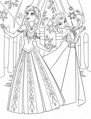 Frozen (Karlar Ülkesi) boyama sayfası,  coloring page, Frozen’dan Anna ve Elsa’yı çizin, 