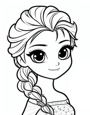 Frozen (Karlar Ülkesi) boyama sayfası,  coloring page, Sevimli Chibi Elsa’yı çiz, 