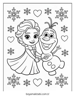 Frozen (Karlar Ülkesi) boyama sayfası – renkli çizimler, okul öncesi