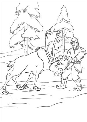 Frozen (Karlar Ülkesi) boyama sayfası,  coloring page, Kristoff ile Kızgın Sven, 