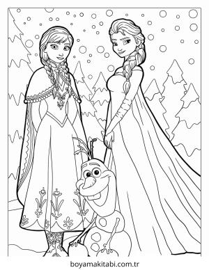 Frozen (Karlar Ülkesi) boyama sayfası – el becerilerini geliştirir, boyama çalışması