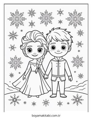 Frozen (Karlar Ülkesi) boyama sayfası – renkli çizimler, okul öncesi