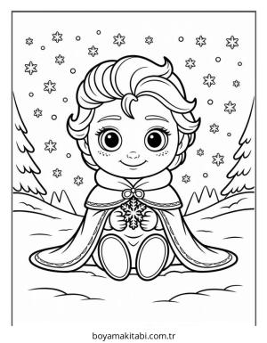 Frozen (Karlar Ülkesi) boyama sayfası – PDF indir, sevimli karakter