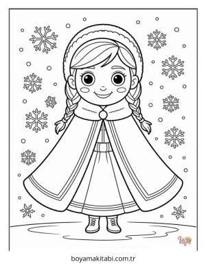 Frozen (Karlar Ülkesi) boyama sayfası – basit çizim, kolay boyama