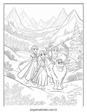 Frozen (Karlar Ülkesi) boyama sayfası – kolay boyama, eğitici aktivite
