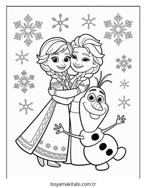 Frozen (Karlar Ülkesi) boyama sayfası – eğlenceli etkinlik, el becerilerini geliştirir