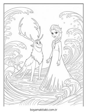 Frozen (Karlar Ülkesi) boyama sayfası – okul öncesi, evde etkinlik