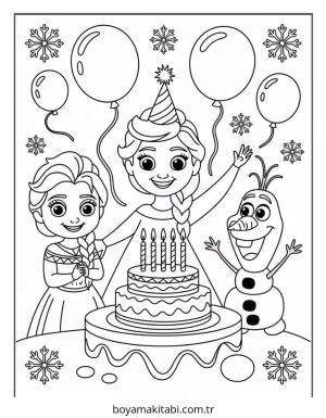 Frozen (Karlar Ülkesi) boyama sayfası – basit çizim, kolay boyama
