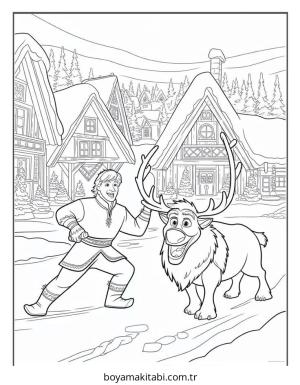 Frozen (Karlar Ülkesi) boyama sayfası – sanatsal çalışma, çocuklar için