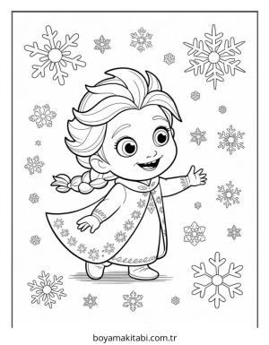 Frozen (Karlar Ülkesi) boyama sayfası – eğlenceli etkinlik, el becerilerini geliştirir