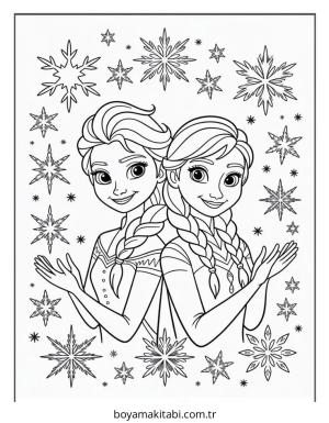 Frozen (Karlar Ülkesi) boyama sayfası – el becerilerini geliştirir, boyama çalışması