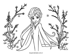 Frozen (Karlar Ülkesi) boyama sayfası – çizgi film temalı, basit çizim