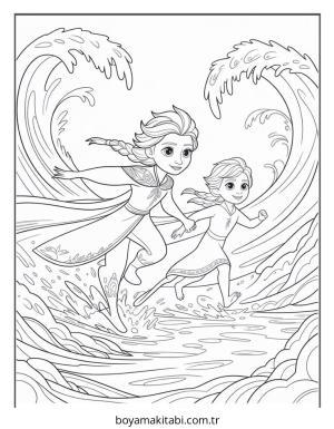 Frozen (Karlar Ülkesi) boyama sayfası – basit çizim, kolay boyama