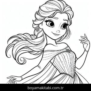 Frozen (Karlar Ülkesi) boyama sayfası – basit çizim, kolay boyama