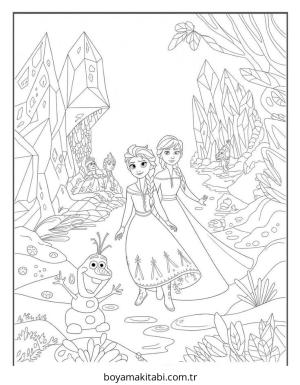 Frozen (Karlar Ülkesi) boyama sayfası – çizgi film temalı, basit çizim