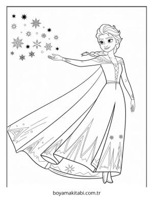Frozen (Karlar Ülkesi) boyama sayfası – el becerilerini geliştirir, boyama çalışması