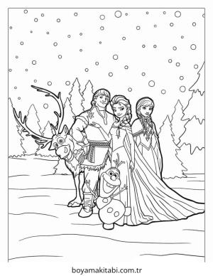 Frozen (Karlar Ülkesi) boyama sayfası – renkli çizimler, okul öncesi