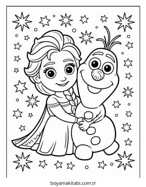 Frozen (Karlar Ülkesi) boyama sayfası – PDF indir, sevimli karakter