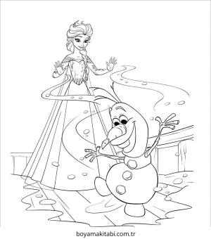 Frozen (Karlar Ülkesi) boyama sayfası – basit çizim, kolay boyama