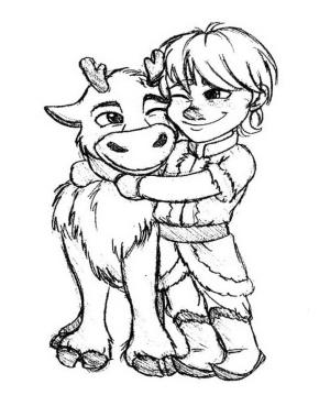 Frozen (Karlar Ülkesi) boyama sayfası,  coloring page, Sevimli Kristoff ve Sven’i çizin, 