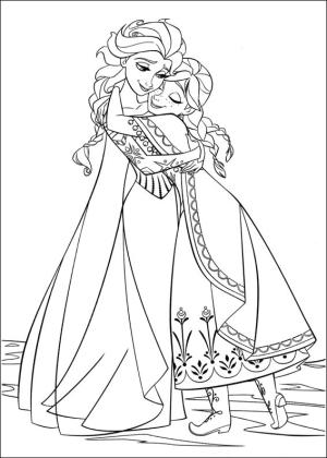 Frozen (Karlar Ülkesi) boyama sayfası,  coloring page, Elsa Ve Anna Sarılma, 