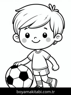 Futbol boyama sayfası – çizgi film temalı, basit çizim
